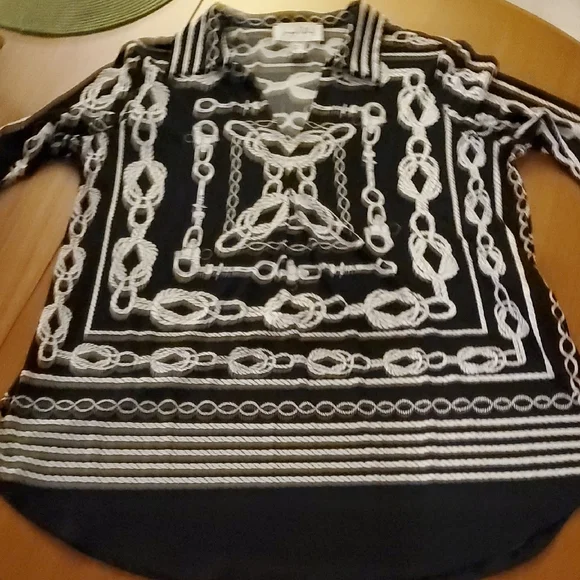 Joseph Ribkoff Chain And Nautical Rope Tunic Blouse - Picture 6 of 7